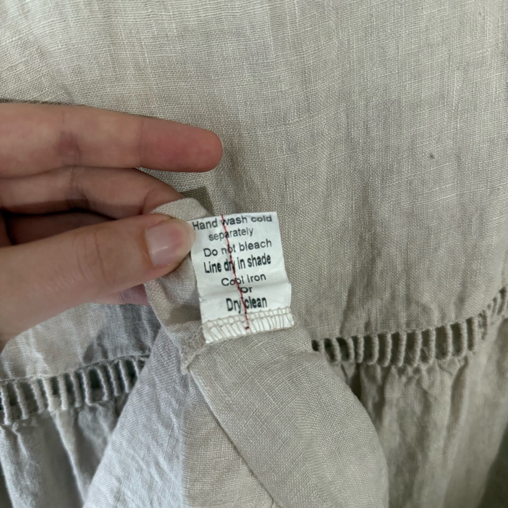 Valentina Naldi 100% Linen Beige Tiered Sleeveless Dress Made in Italy - Picture 10 of 13